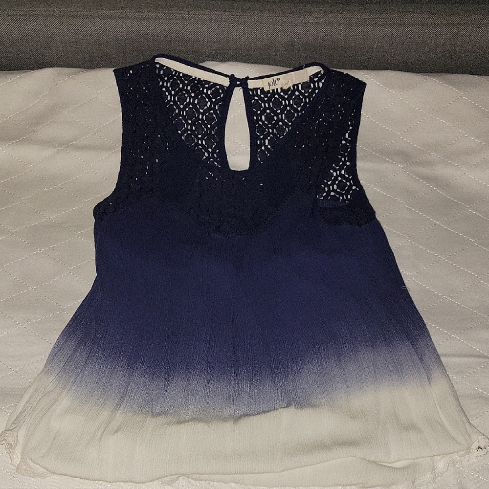 Jolt Navy and White Ombre Lace Blouse